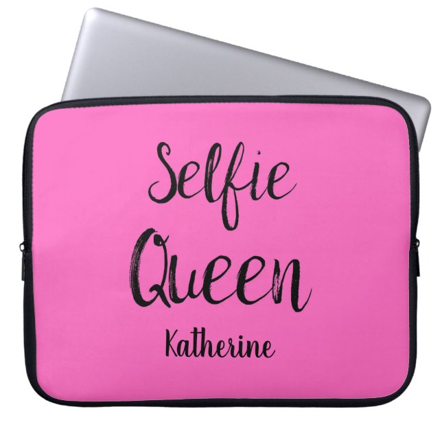 Capa Para Notebook Selfie Queen Name Personalized Fuchsia Hot Pink (Frente)