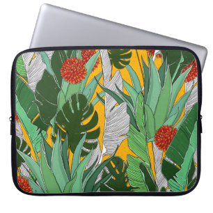 Capa Para Notebook Selva de Verão: Padrão de Palma Brilhante.