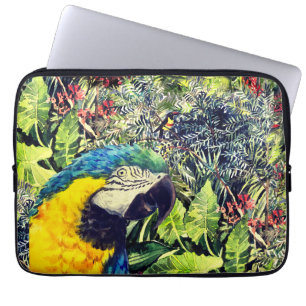 Capa Para Notebook Selva e arara amarela azul