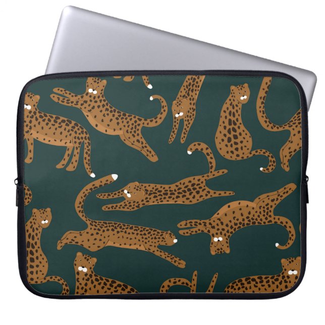 Capa Para Notebook Selva Leopardo: Impressão Animal Vintage. (Frente)