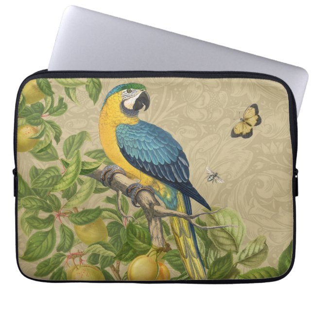 Capa Para Notebook Selva Tropical Amarela Macaw Antiguidade (Frente)
