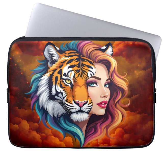 Capa Para Notebook Selvagem Interior – Deusa do Espírito do Tigre.  (Frente)