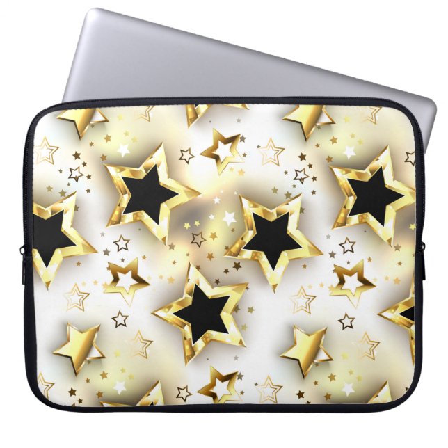 Capa Para Notebook Sem costura leve com estrelas douradas (Frente)