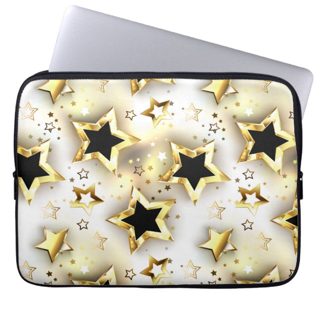 Capa Para Notebook Sem costura leve com estrelas douradas (Frente)