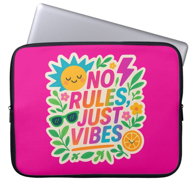 Capa Para Notebook Sem Regras Apenas Vibes - Gradiente Neon Kawaii-Pu (Frente)