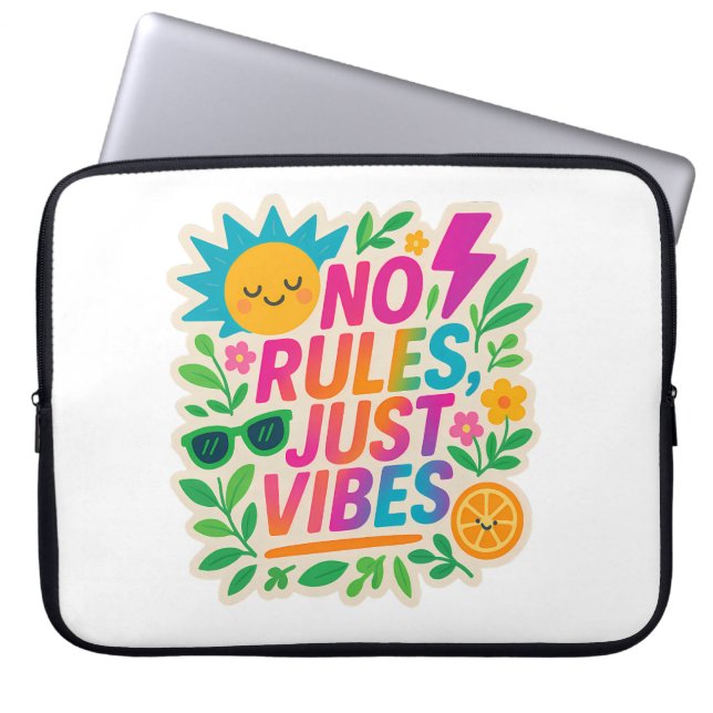 Capa Para Notebook Sem Regras Apenas Vibes - Gradiente Neon Kawaii-Pu (Frente)