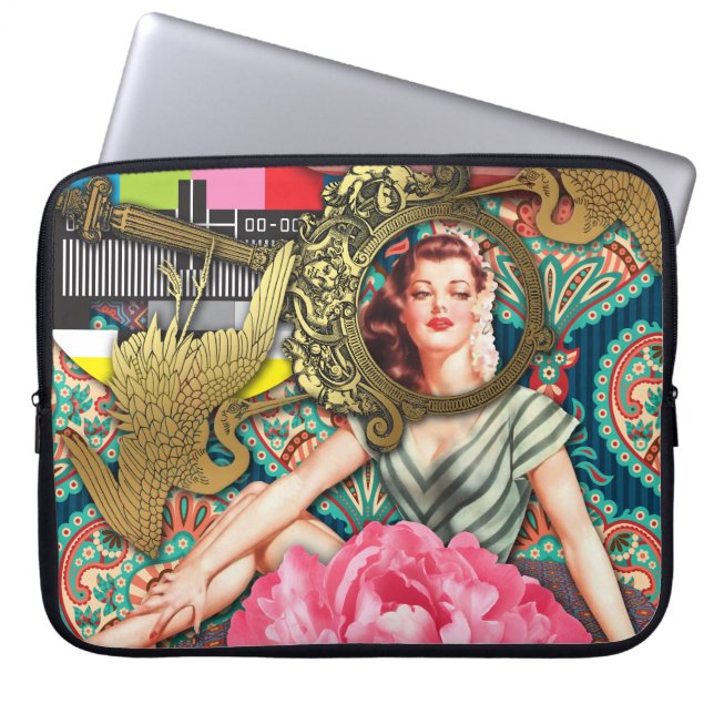 Capa Para Notebook Sem sinal - Colagem digital de senhora barata (Frente)
