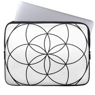 Capa Para Notebook Semente da Vida Geometria Sagrada preto e branco
