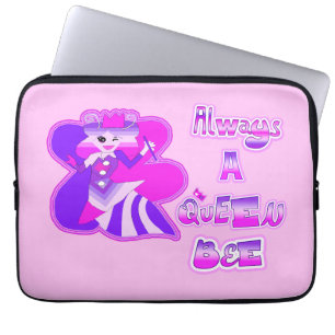 Capa Para Notebook Sempre uma bolsa de laptop de rosa claro de abelha