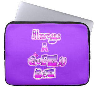 Capa Para Notebook Sempre uma bolsa de laptop roxa de abelha rainha