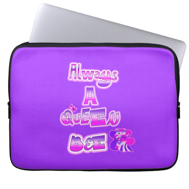 Capa Para Notebook Sempre uma bolsa de laptop roxa de abelha rainha (Frente)