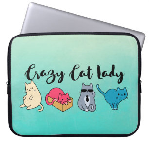 Capa Para Notebook Senhora louca do gato e 4 gatos bonitos