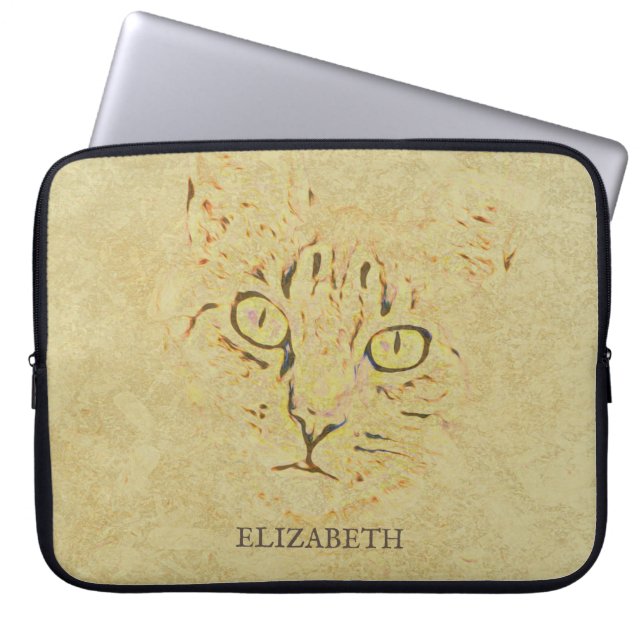 Capa Para Notebook Sepia Cat Face (Frente)