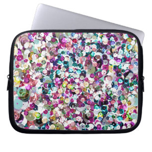 Capa Para Notebook Sequins femininos Bling do falso do arco-íris