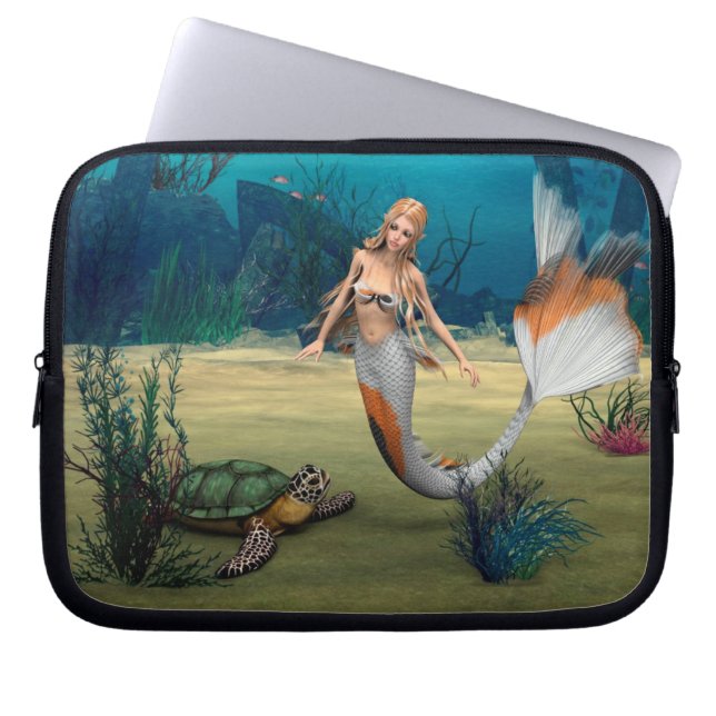 Capa Para Notebook Sereia e Tartaruga (Frente)