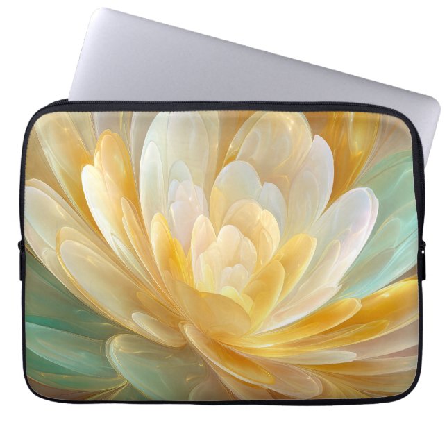 Capa Para Notebook Serene Radiance of Golden and Aqua Petal Layers (Frente)