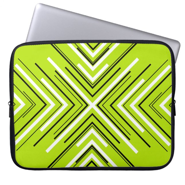Capa Para Notebook Setas em Verde limão, Preto e Branco (Frente)