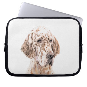 Capa Para Notebook Setter Inglês Laranja Belton Pintando Arte Cão