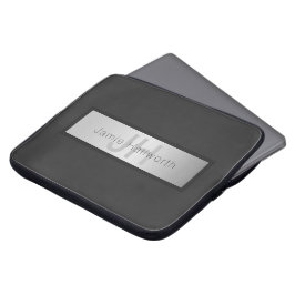 Capa Para Notebook Seu nome e monograma | Vista de prata cinzenta e f