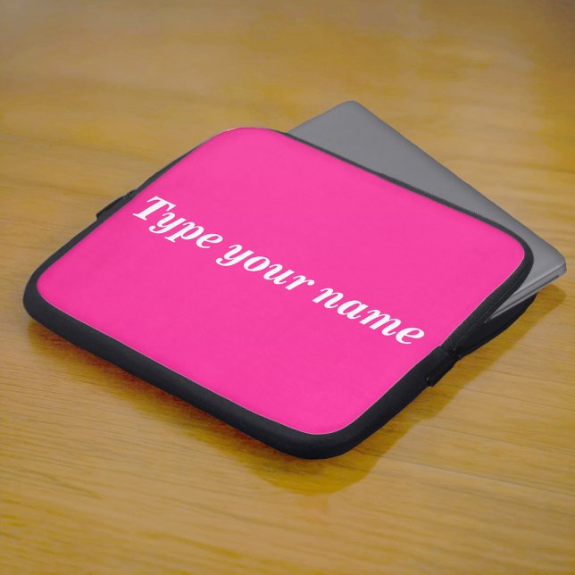 Capa Para Notebook Seu Nome na Capinha de Laptop Rosa (Pink laptop sleeve with your name)
