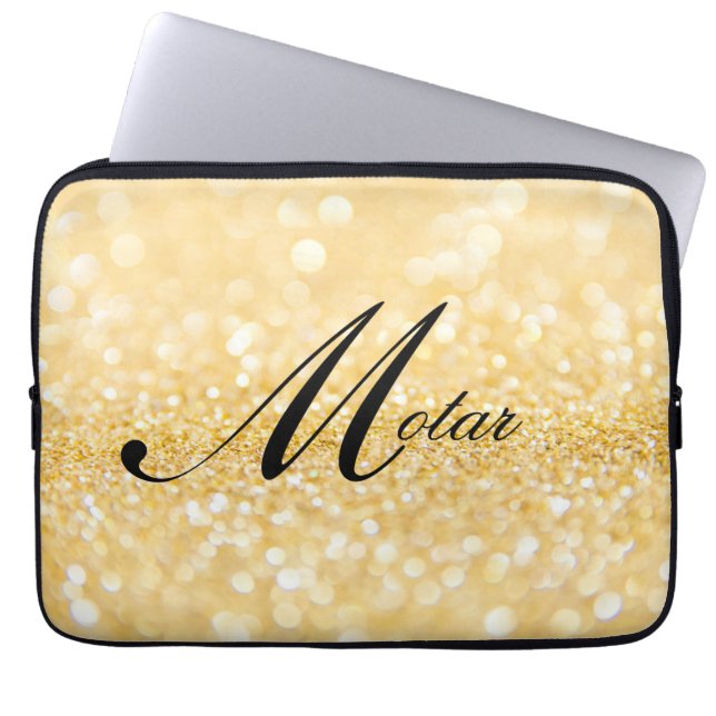 Capa Para Notebook Seu Nome Personalizado estilo Dourado (Frente)