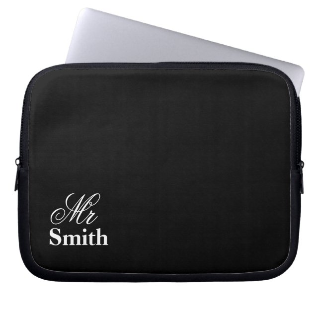 Capa Para Notebook Seu Nome Sr Smith Preto (Frente)