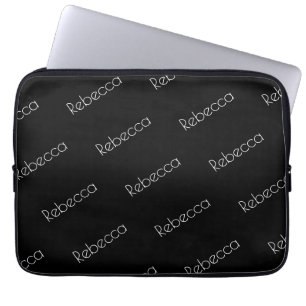 Capa Para Notebook Seu nome   Tampão branco moderno a preto