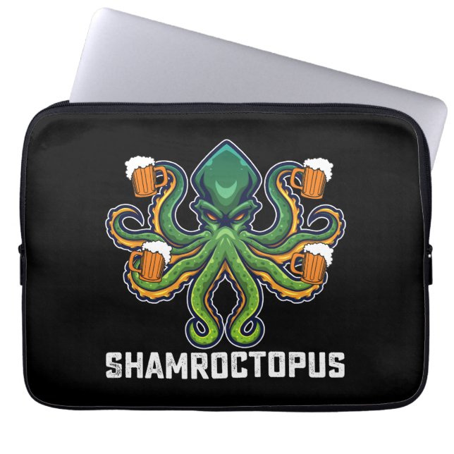Capa Para Notebook Shamroctopus Octopus Lover Dia de São Patrício (Frente)