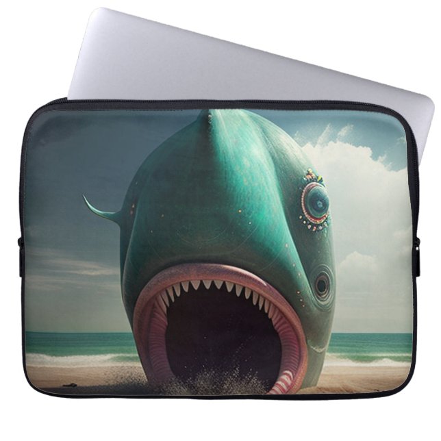 Capa Para Notebook Shark sculpture on the beach (Frente)
