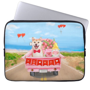 Capa Para Notebook Shiba Inu Dog Valentine's Day Truck Hearts