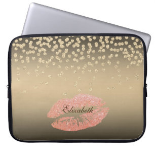 Capa Para Notebook Shiny Foil Confetty Ou Diamond, Lábios Personaliza