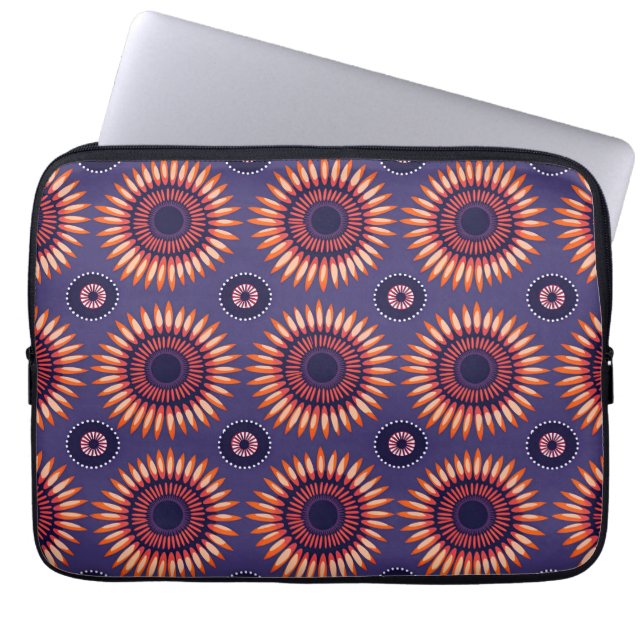Capa Para Notebook Shweshwe circular africano roxo laranja (Frente)