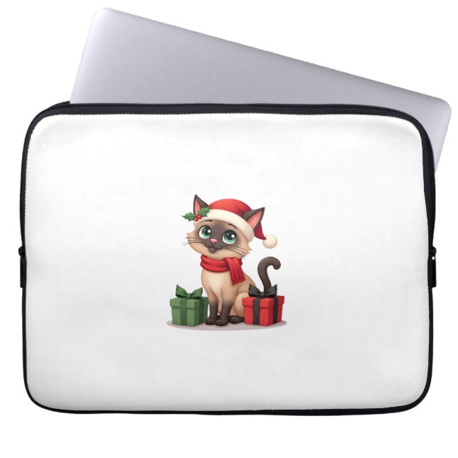 Capa Para Notebook Siamese Cat Xmas Holiday Santa Siamese Cat Christm (Frente)
