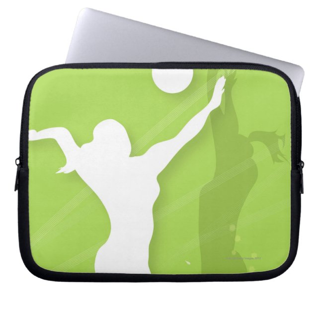 Capa Para Notebook Silhouette de duas mulheres jogando voleibol (Frente)