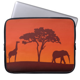 Capa Para Notebook Silhueta africana do safari - a bolsa de laptop