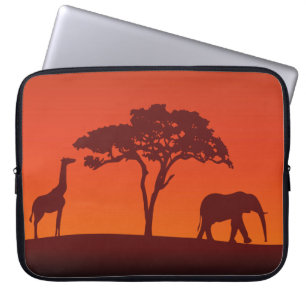 Capa Para Notebook Silhueta africana do safari - a bolsa de laptop