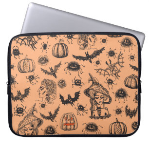 Capa Para Notebook Silhueta de Bruxas de Halloween: Padrão de Cartoon