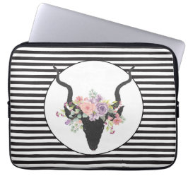 Capa Para Notebook Silhueta de cabeça de veado decorada com rosas
