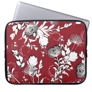 Capa Para Notebook Silhueta floral, padrão botânico colorido.