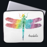 Capa Para Notebook Silhueta lindo da libélula da aguarela do<br><div class="desc">A bolsa de laptop personalizada da libélula da aguarela do arco-íris silhueta lindo. Arco-íris das cores na aguarela,  silhueta da libélula.  Adicione o nome para personalizar. www.SamAnnDesigns.com</div>