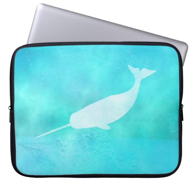 Capa Para Notebook Silhueta subaquática de Narwhal (Frente)