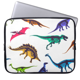 Capa Para Notebook Silhuetas de dinossauro: padrão de esboço vintage.