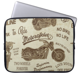 Capa Para Notebook Silhuetas de motocicletas Vintage: moto sem costur