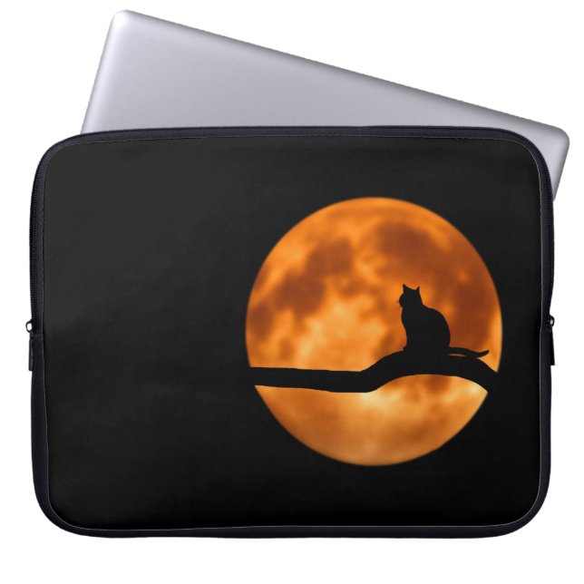 Capa Para Notebook Silhute de um Gato Negro em uma Árvore (Frente)