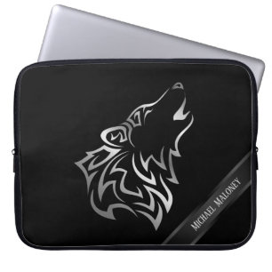 Capa Para Notebook Silver Black Wolf Monogram Vector