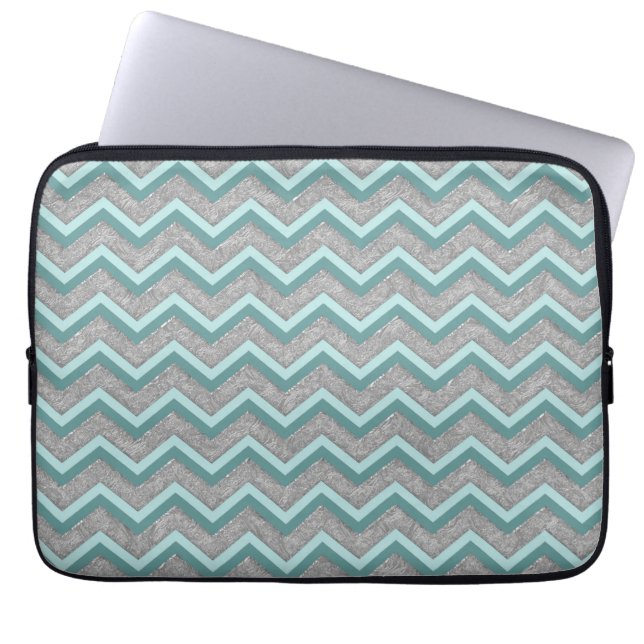 Capa Para Notebook Silver Foil e Teal ZigZag (Frente)