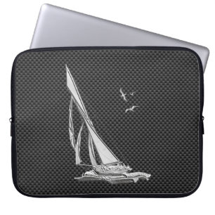 Capa Para Notebook Silver Sailboat Regatta em Fibra de Carbono
