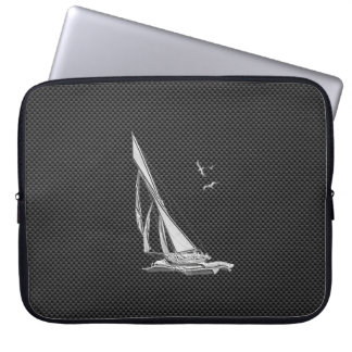 Capa Para Notebook Silver Sailboat Regatta on Carbon Fiber