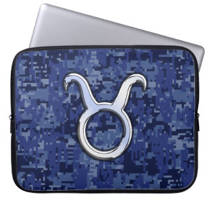 Capa Para Notebook Silver Taurus Zodiac Sinal Marinho Camo Digital Az