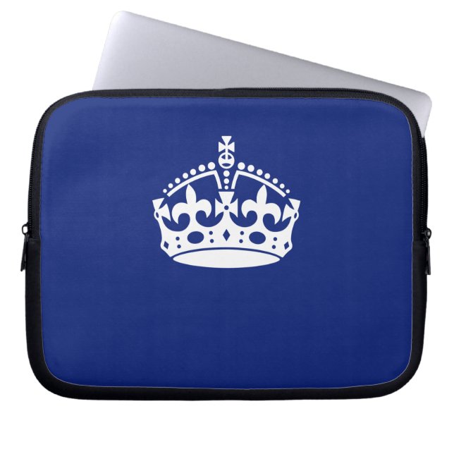 Capa Para Notebook Símbolo Classic Keep Calm Crown em Marinho Azul (Frente)